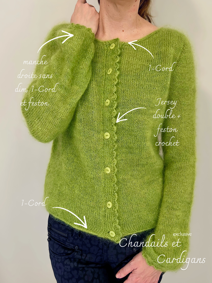 Patron de tricot THE OTHER SIDE CARDIGAN PDF - (de haut en bas en aller-retour)