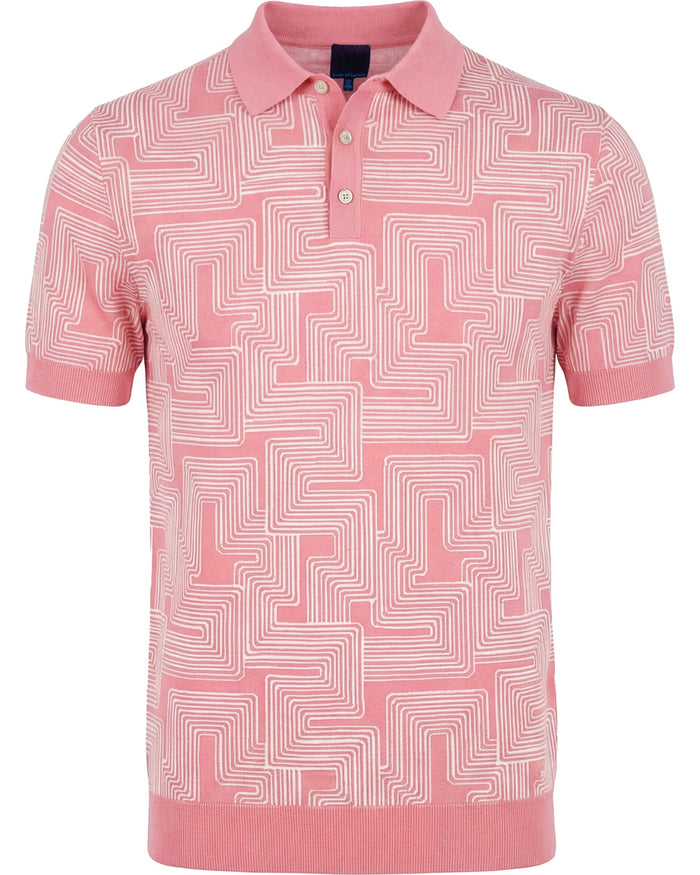 PILGRIM INTER TWINE PINK MENS MERINO SILK CASHMERE POLO
