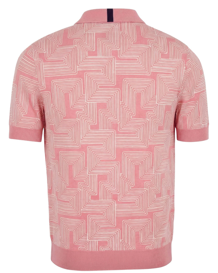 PILGRIM INTER TWINE PINK MENS MERINO SILK CASHMERE POLO