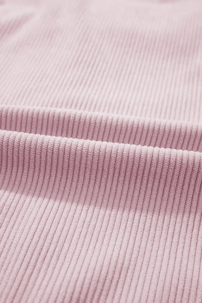 Pink Brushed Plaid Ribbed Flap Pockets Patchwork Shacket - Outerwear/Jackets