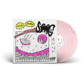 A Pink Marble Vinyl LP by Strawberry Milk Cult partially slides out of a sleeve with cartoonish pink gooey blobs in space, stars, and bold text reading "Pink Goo".