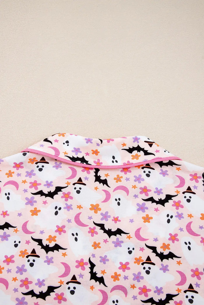 Pink Halloween Eve Haunted Honey Bat Print Pyjama Set - Loungewear & Sleepwear/Sleepwear