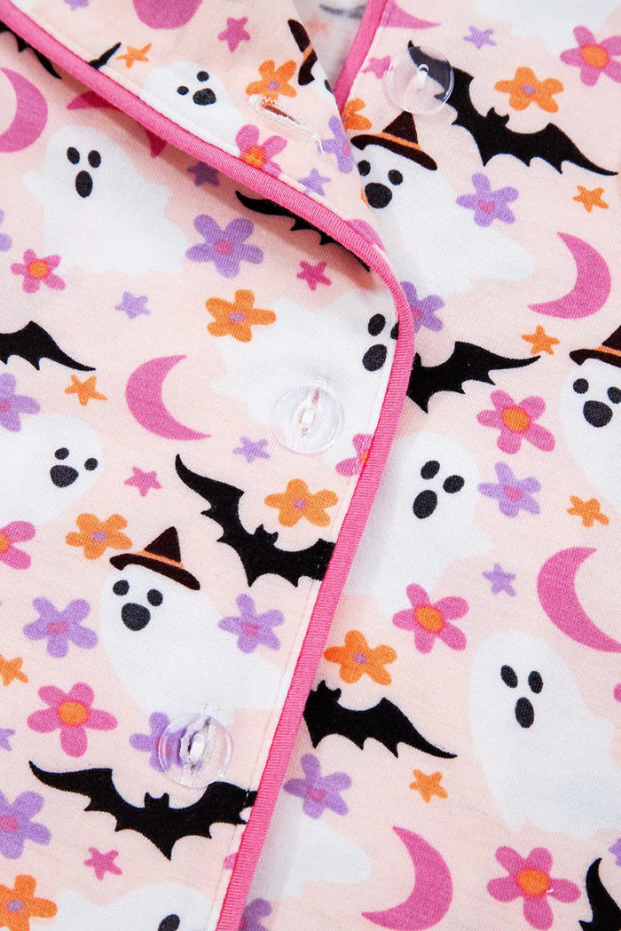 Pink Halloween Eve Haunted Honey Bat Print Pyjama Set - Loungewear & Sleepwear/Sleepwear