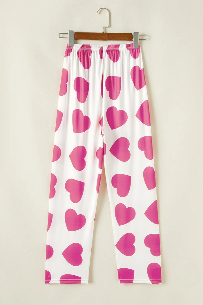 Pink Ruffled Tank Top And Heart Print Trousers Pyjamas - Loungewear & Sleepwear/Sleepwear