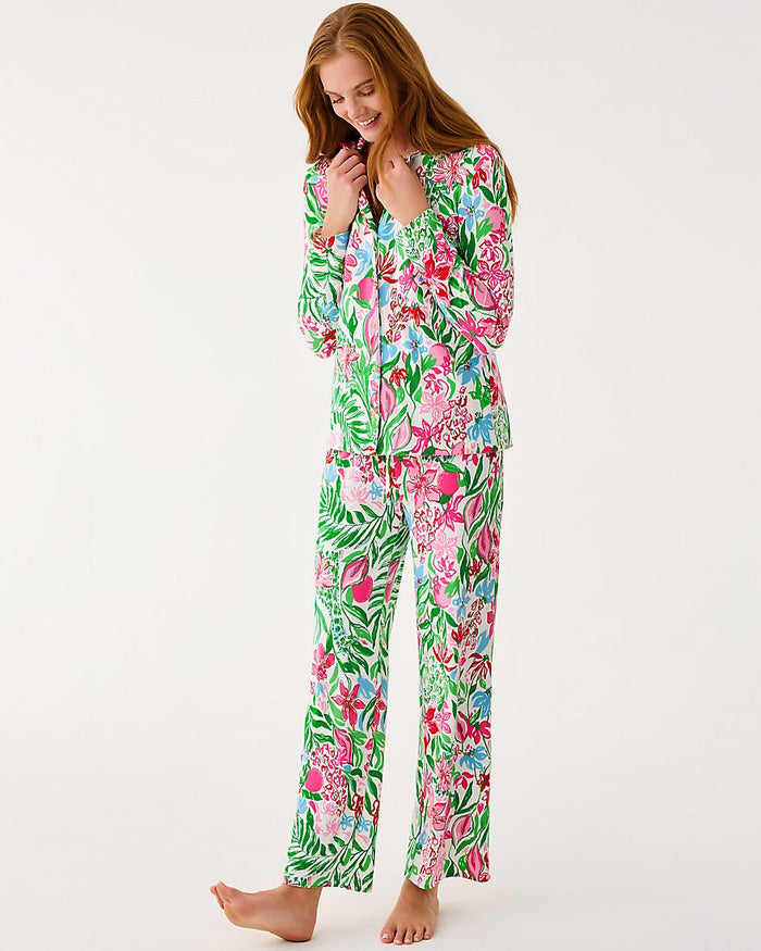 Pj Knit Pant - Multi Glowing Gardens