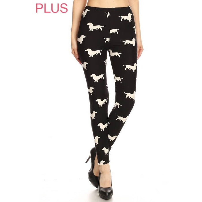 Plus Size Buttery Soft Dachshund Print Leggings – High-Waisted Doxie Comfort