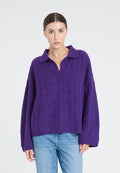 ZAYA 5 Polo à maille torsadée en cachemire 6 fils violet