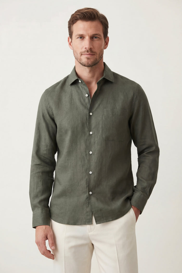 Positano Linen Shirt Olive