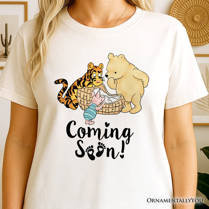 Pregnancy Announcement Winnie-the-Pooh T-Shirt, 1926 A.A. Milne Baby Coming Soon Mom Tee T-Shirts OrnamentallyYou