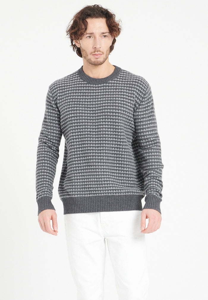 Pull col rond homme en cachemire 4 fils gris anthracite - ZACH 3