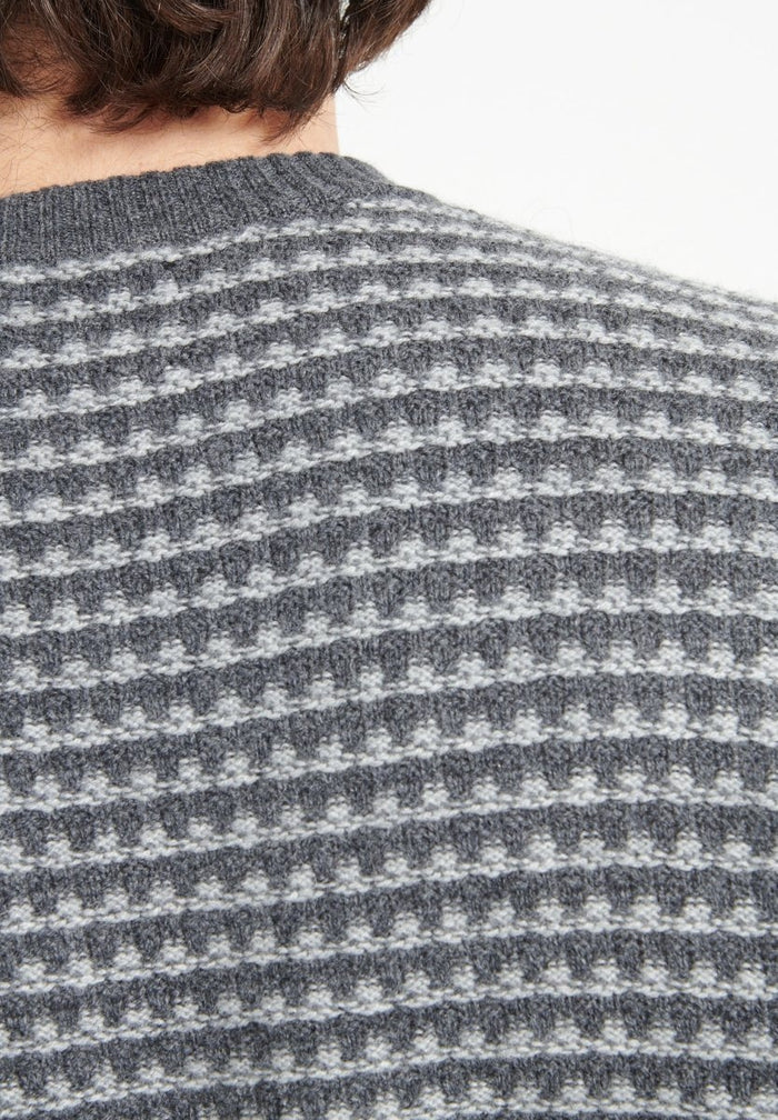 ZACH 3 Pull col rond en cachemire à motif jacquard 4 fils bi couleur