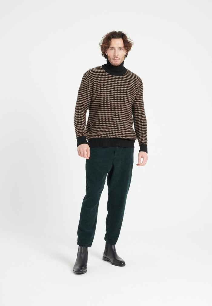 ZACH 3 Pull col rond en cachemire à motif jacquard 4 fils bi couleur