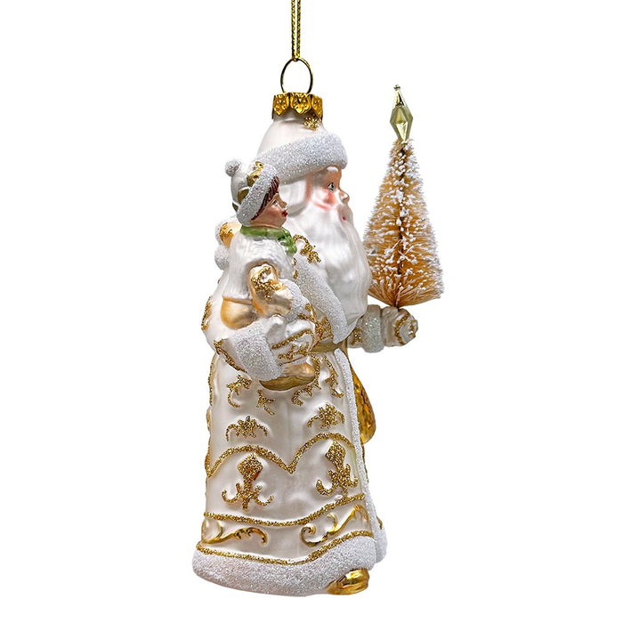 Radiant Gold Santa Claus Glass Christmas Ornament, Holiday Tree Decoration Glass Ornament OrnamentallyYou