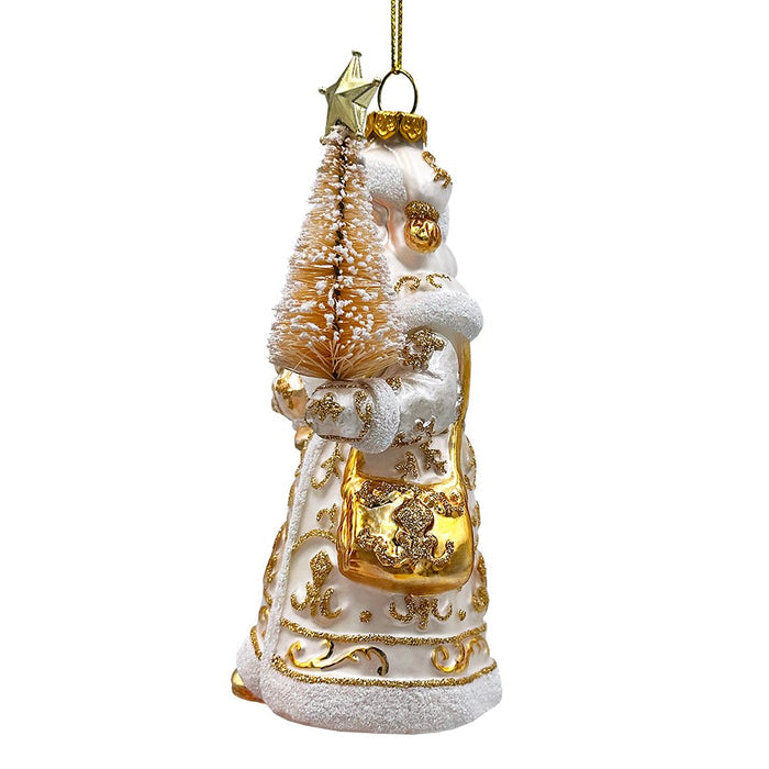 Radiant Gold Santa Claus Glass Christmas Ornament, Holiday Tree Decoration Glass Ornament OrnamentallyYou