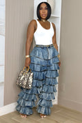 Raina Ruffle Denim Pants