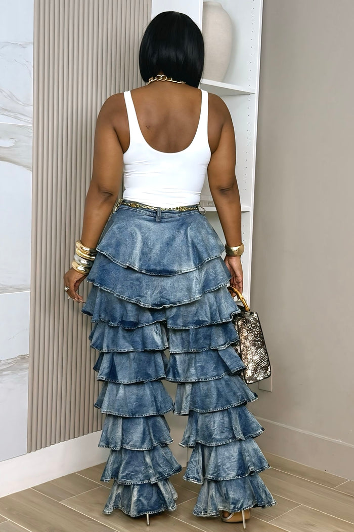 Raina Ruffle Denim Pants
