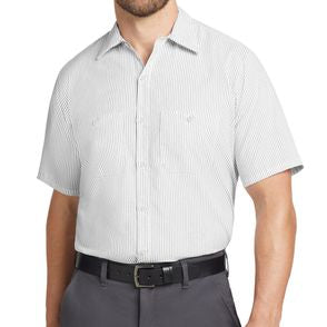 Red Kap Short Sleeve Striped Industrial Work Shirt