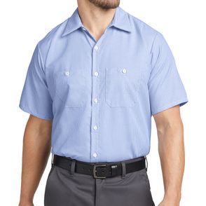 Red Kap Short Sleeve Striped Industrial Work Shirt