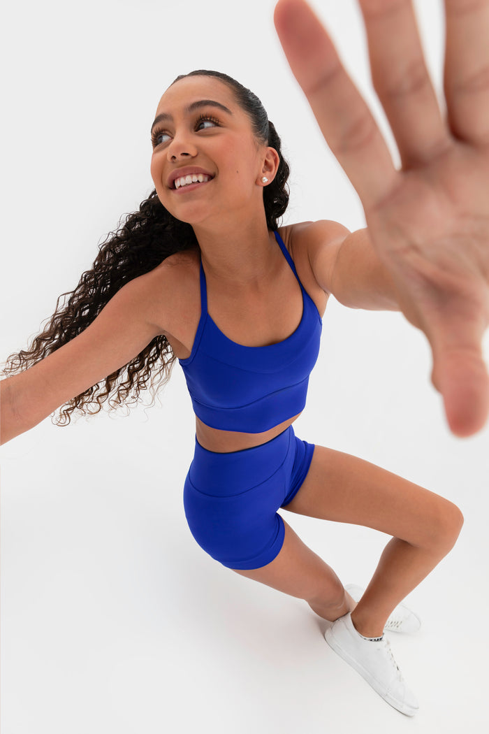 Revamp Long-Line Crop Top In Cobalt Blue - Detail