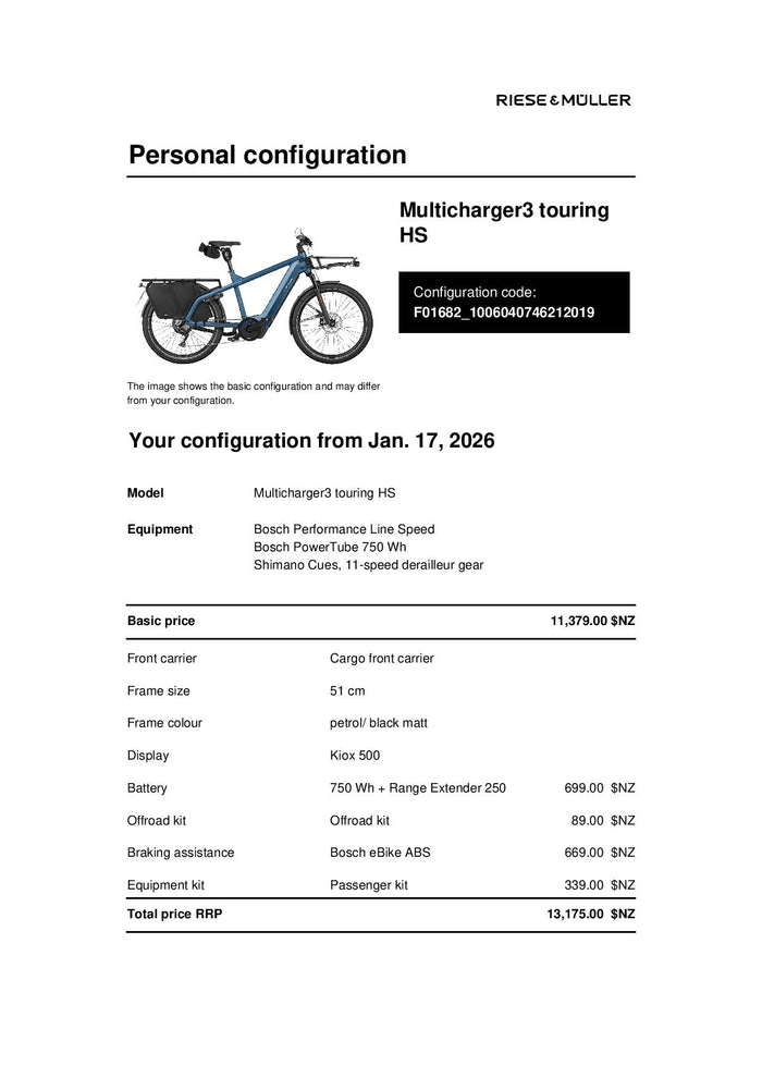 Riese and Muller Multicharger3 Touring HS - passenger kit - 51cm Petrol