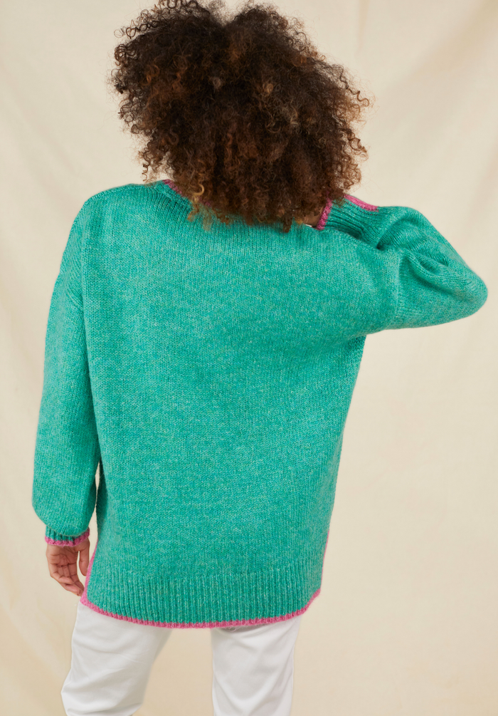 Rockingham Women's Jumper - Green/Pink - Whale Of A Time Clothing