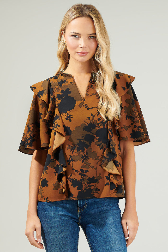 Sandy Floral Ruffle Blouse