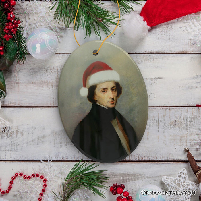 Santa Chopin Christmas Ornament, Composer Holiday Gift for Classical Musicians Ceramic Ornament OrnamentallyYou