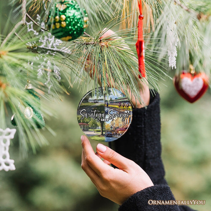 Saratoga Springs Christmas Ornament, New York Spa City and Health Resort Souvenir Ceramic Ornament OrnamentallyYou