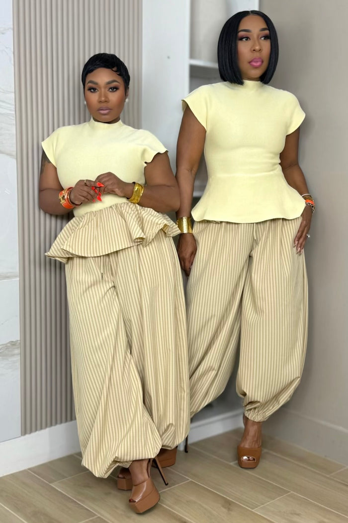 Savannah Striped Peplum Balloon Pants