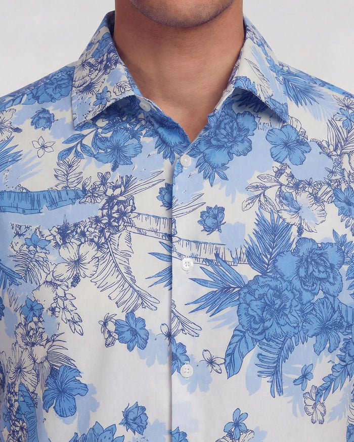 SCOTT MONO FLORAL WHITE MENS PRINTED SHIRT