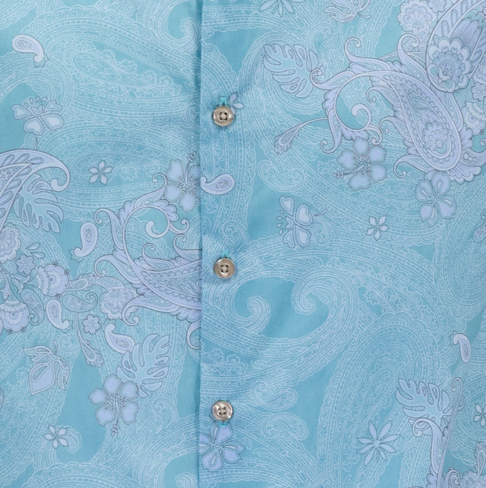 SCOTT PAISLEY EXPLOSION TEAL MENS PRINTED SHIRT