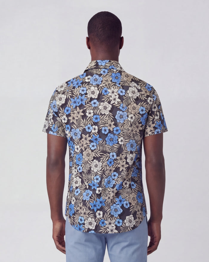 SCOTT TROPICAL MIX BLACK MENS PRINTED SHIRT