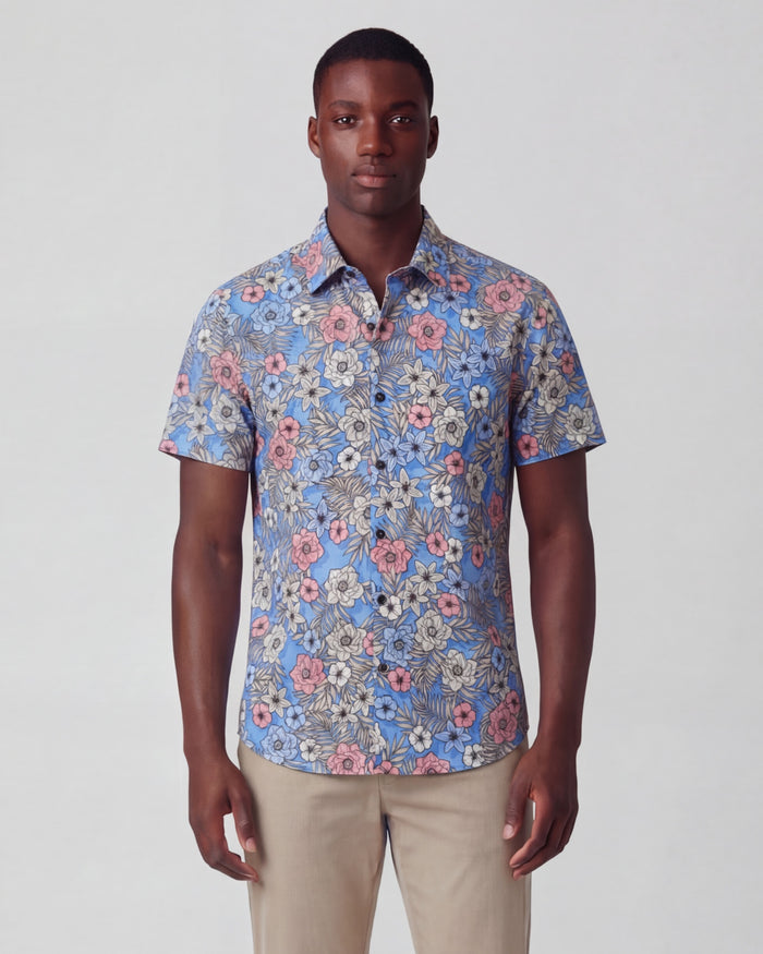 SCOTT TROPICAL MIX ROYAL MENS PRINTED SHIRT