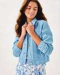 Seaspray Linen Jacket - Blue Peri X Resort White