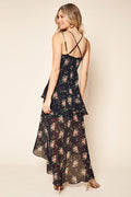 Secret Romance Floral Print Ruffled High-Low Maxi Dress