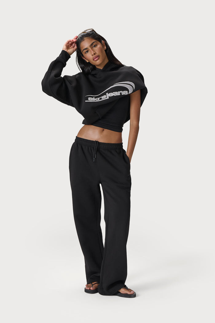 Seekers Classic Wide Leg Sweatpants in Washed Black