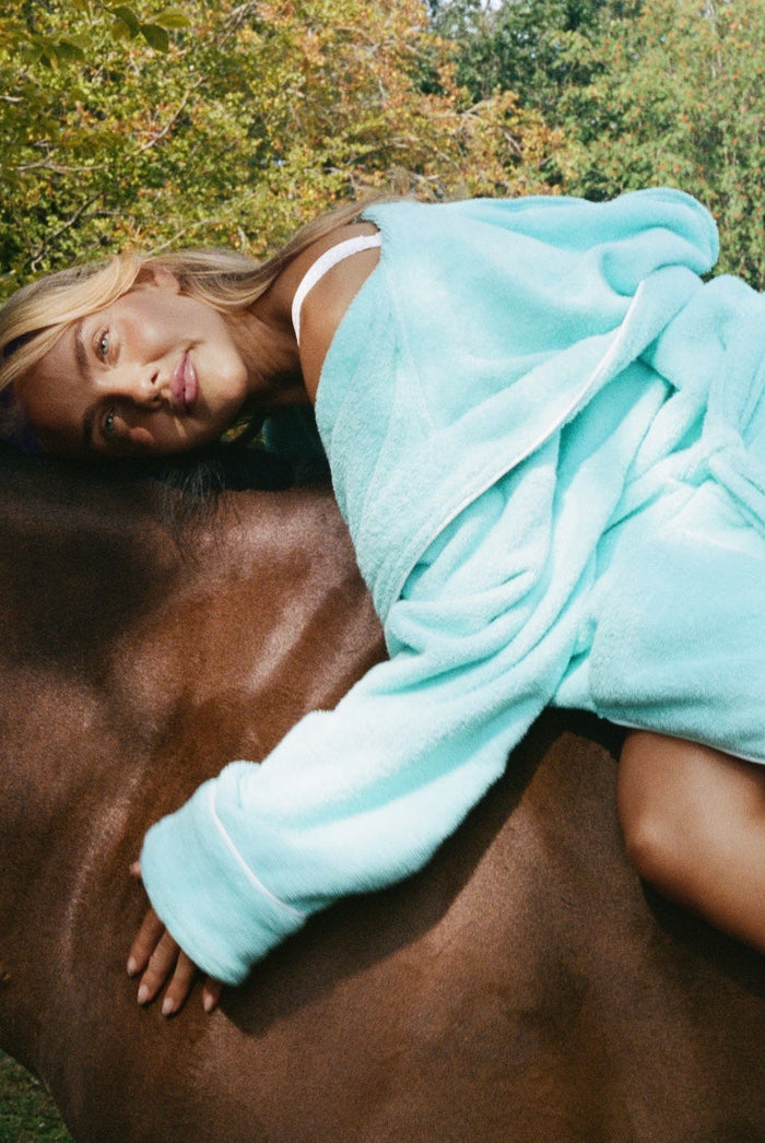 Seekers Cotton Bathrobe in Aqua