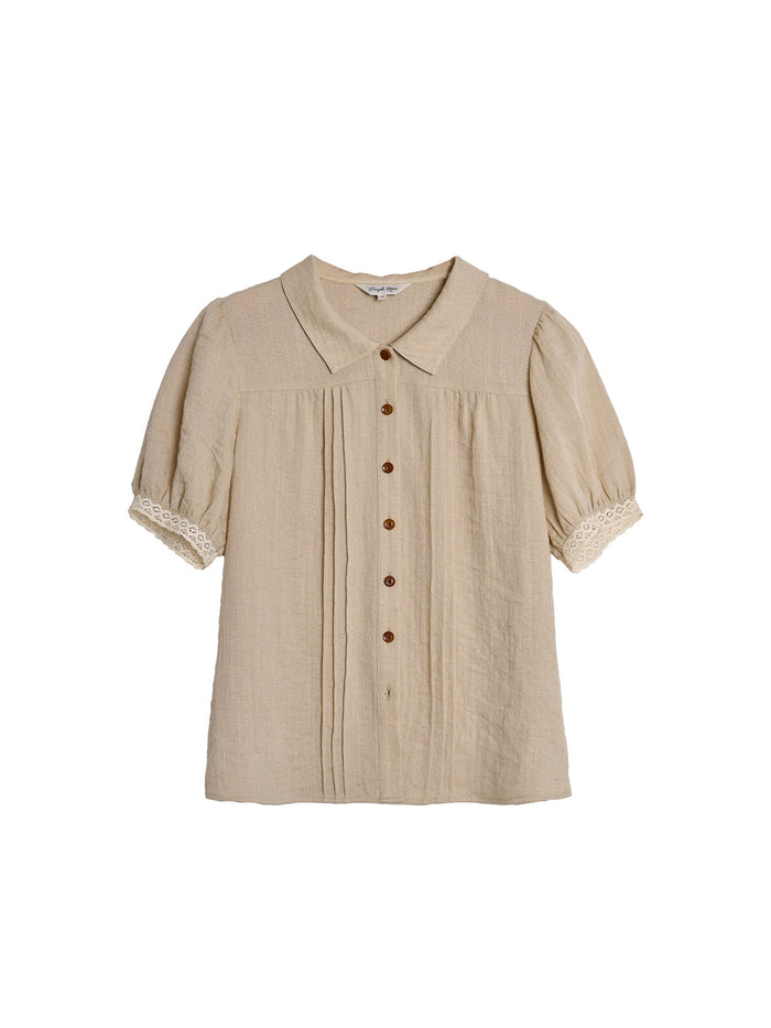 Selene Lapel Linen Blouse