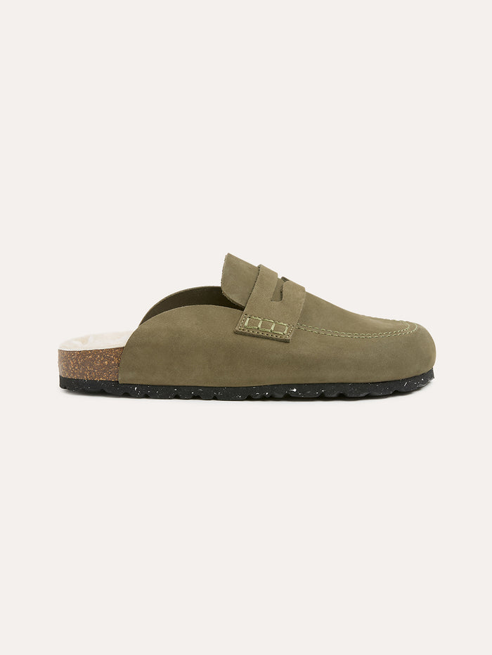 Sheepskin Lined Penny Loafer Clogs