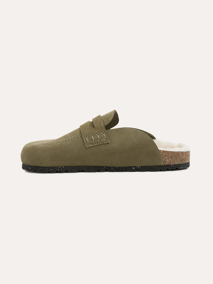 Sheepskin Lined Penny Loafer Clogs