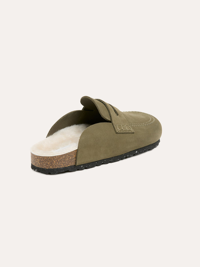 Sheepskin Lined Penny Loafer Clogs