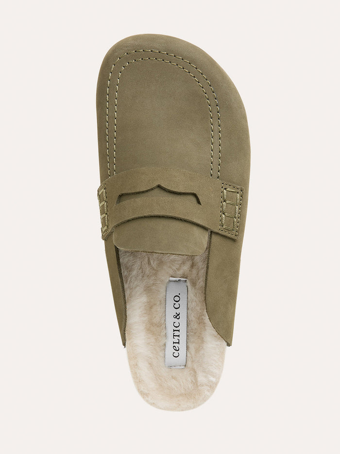 Sheepskin Lined Penny Loafer Clogs