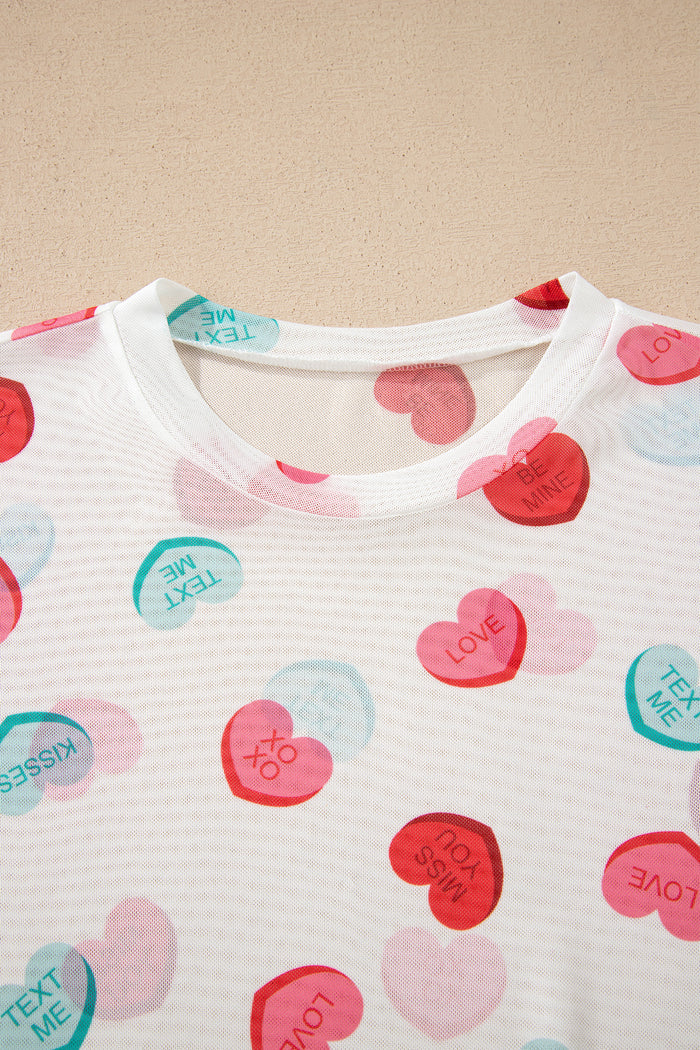 Sheer Mesh Valentine’s Long Sleeve Top