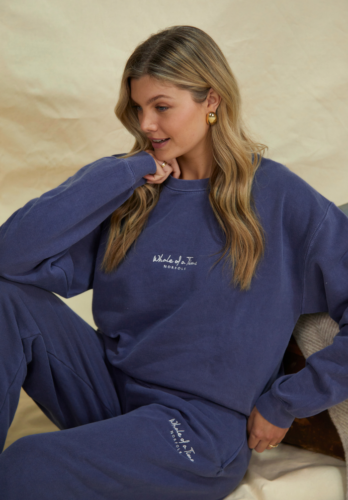 Signature Women's Sweatshirt - Stonewashed Navy - Whale Of A Time Clothing