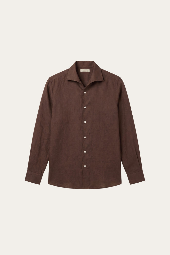 Silano Linen Shirt Dark Brown