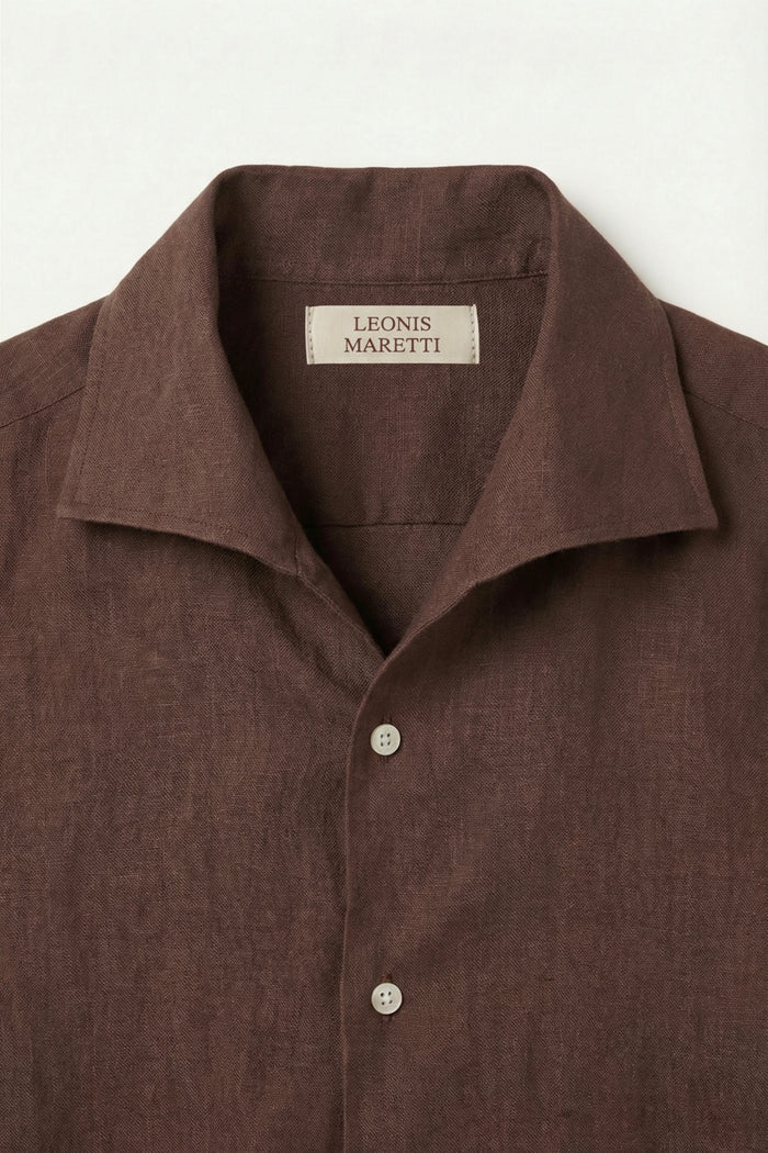 Silano Linen Shirt Dark Brown