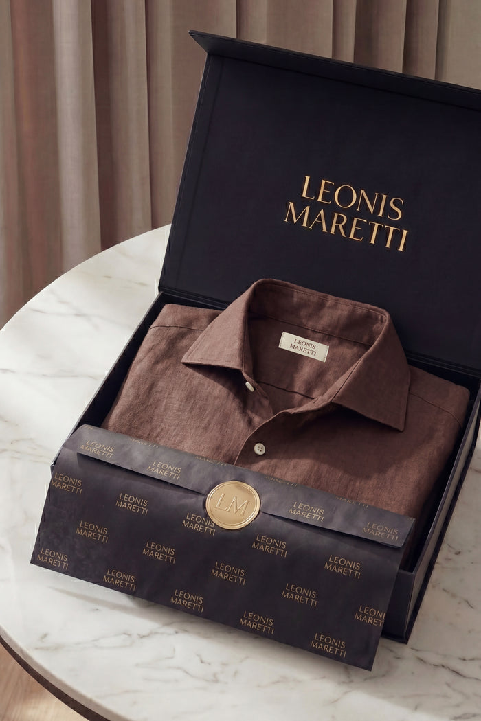 Silano Linen Shirt Dark Brown