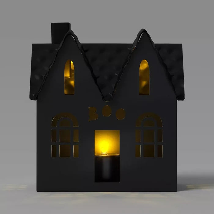 Small Lit Metal Boo House