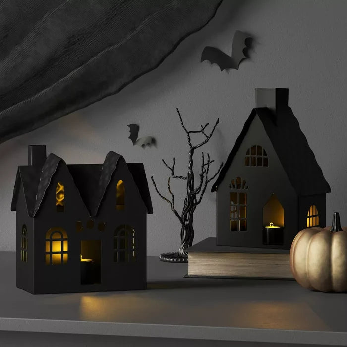 Small Lit Metal Boo House