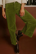 Soft Corduroy High Waist Wide Leg Trousers - Green / S - Bottoms/Pants & Culotte